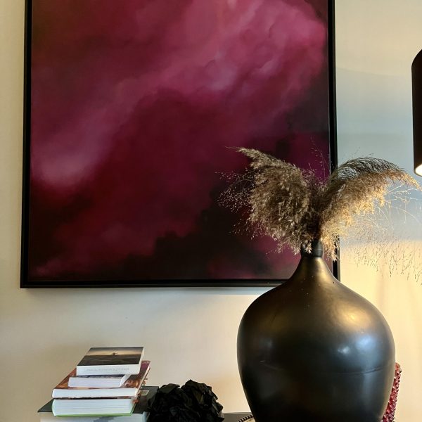 Studium w rodolicie 03. 2023 Akryl na płótnie, technika własna 100 cm x 110 cm x 1 cm / 3 cm dębowa rama (czarny mat)
