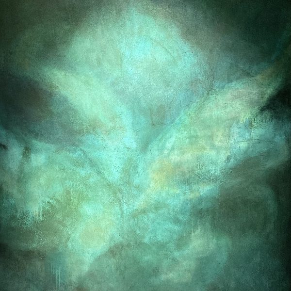 Studium w szmaragdzie 02. 2022 - SOLD Akryl na płótnie, technika własna 100 cm x 120 cm x 1 cm / 3 cm dębowa rama (czarny mat)