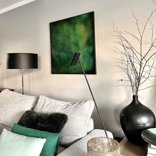 Studium w szmaragdzie 06. 2022 Akryl na płótnie, technika własna 90 cm x 90 cm x 1cm
