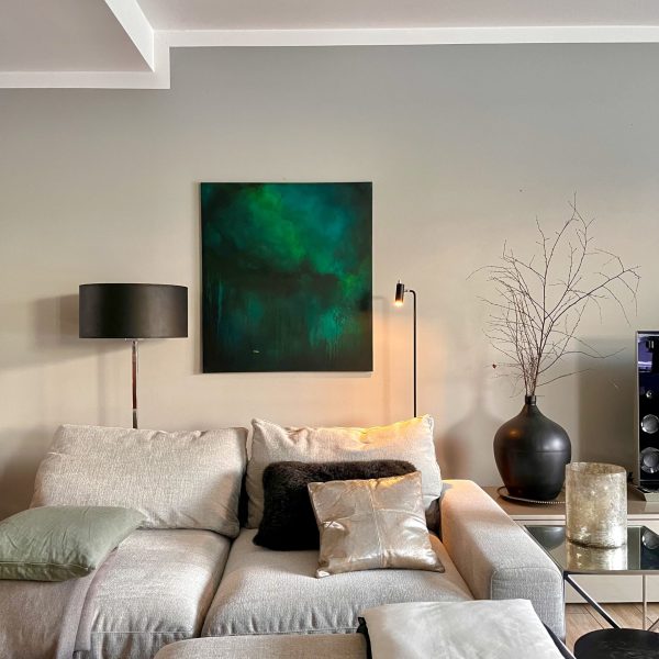 Studium w szmaragdzie 07. 2023 Akryl na płótnie, technika własna 90 cm x 100 cm x 1 cm