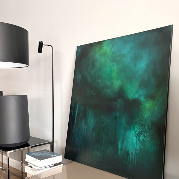 Studium w szmaragdzie 07. 2023 Akryl na płótnie, technika własna 90 cm x 100 cm x 1 cm
